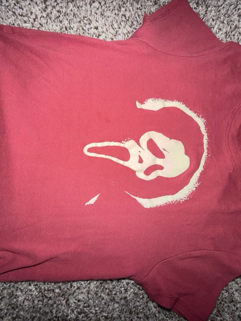 Bioworld Red Short Sleeve Tee with Pale Cream Ghost Mask Graphic